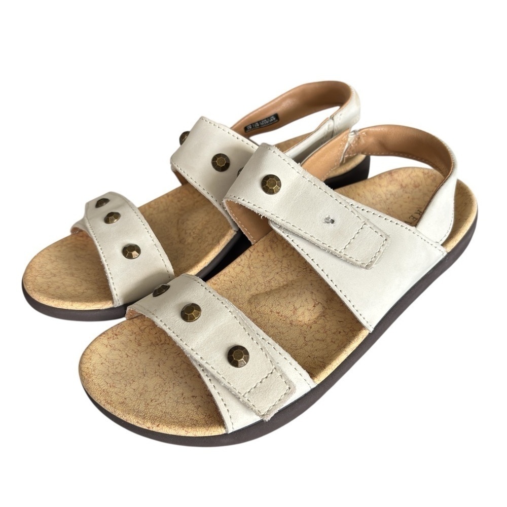 REVITALIGN Orthotic Terra Wedge Sandal Sz 7 Comfort Adjustable Slingback Ivory